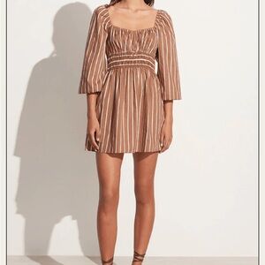 Faithfull the Brand Paloma Mini Dress Adia Stripe Hazelnut Small